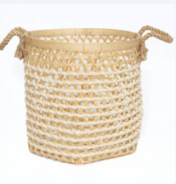 The Bamboo Macrame Baskets - Natural White - Large